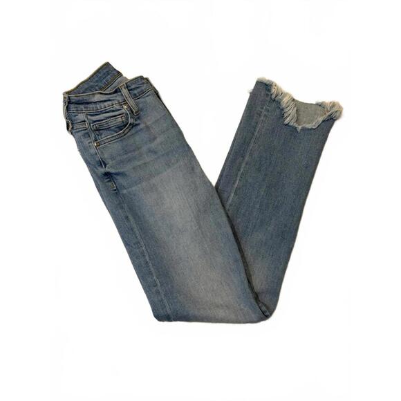 Jonathan Simkhai River Straight Leg Jeans Light Wash Frayed Hem Size 24 - Picture 3 of 6